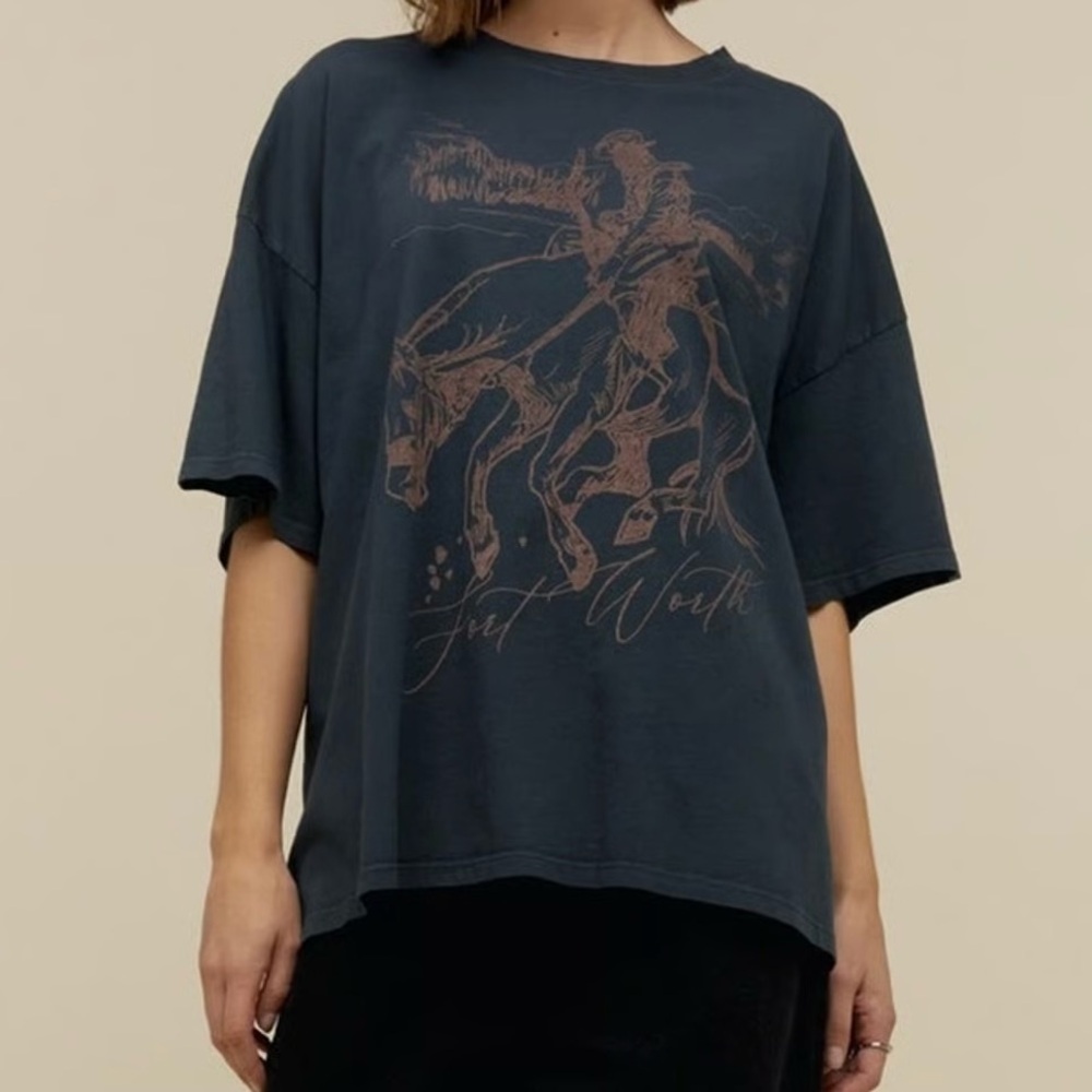 Free People Daydreamer Western Tee Fort Worth Vintage Black
